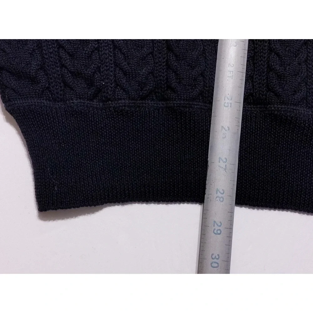 Vintage DESCENTE Walt Disney World Golf Classic Cable Knit Wool Sweater Black XL